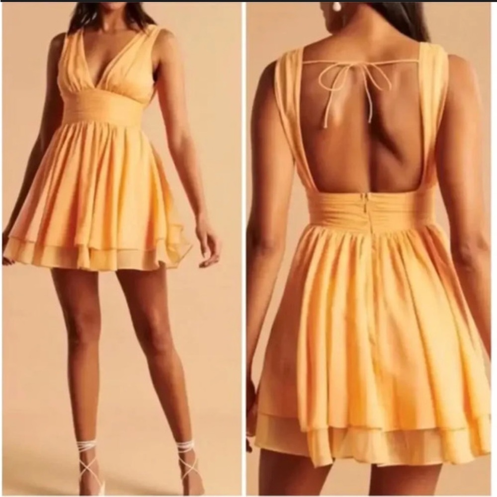 Abercrombie & Fitch Peach Backless V-Neck Mini Dress